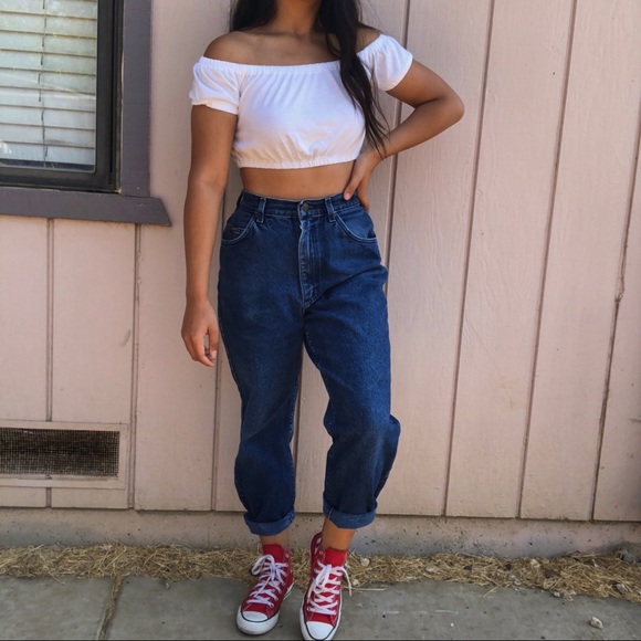 HIGH WAISTED DARK WASH MOM JEANS - Picture 5 of 5